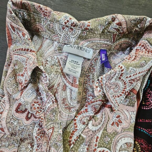 Catherine’s 0X 14/16 PETITE Lot of 2 Button Up Blouse Paisley Office Career - Picture 10 of 10
